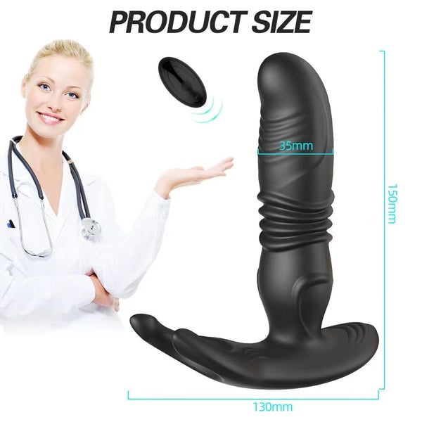 NO36  PROSTATE VIBRATOR - FOR PROSTATE STIMULATION ANAL - WITH REMOTE CONTROL - BLACK